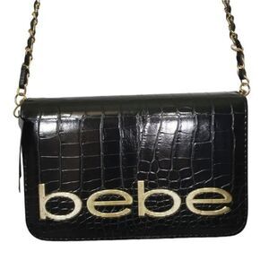 NWT Bebe Fabiola Stamped Faux Croc‎ Embossed Crossbody Purse Bag Chain Strap